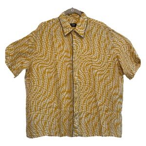 Fendi Yellow Silk FF Vertigo Short Sleeve Shirt